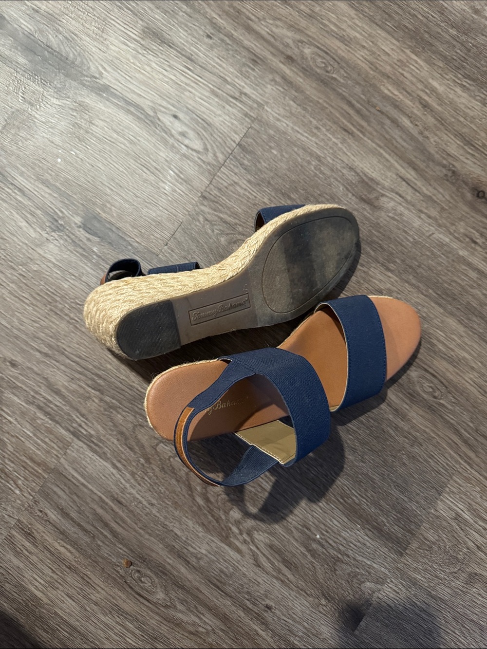 Tommy Bahama Navy Elastic Espadrille Wedge Sandals - Picture 2 of 7
